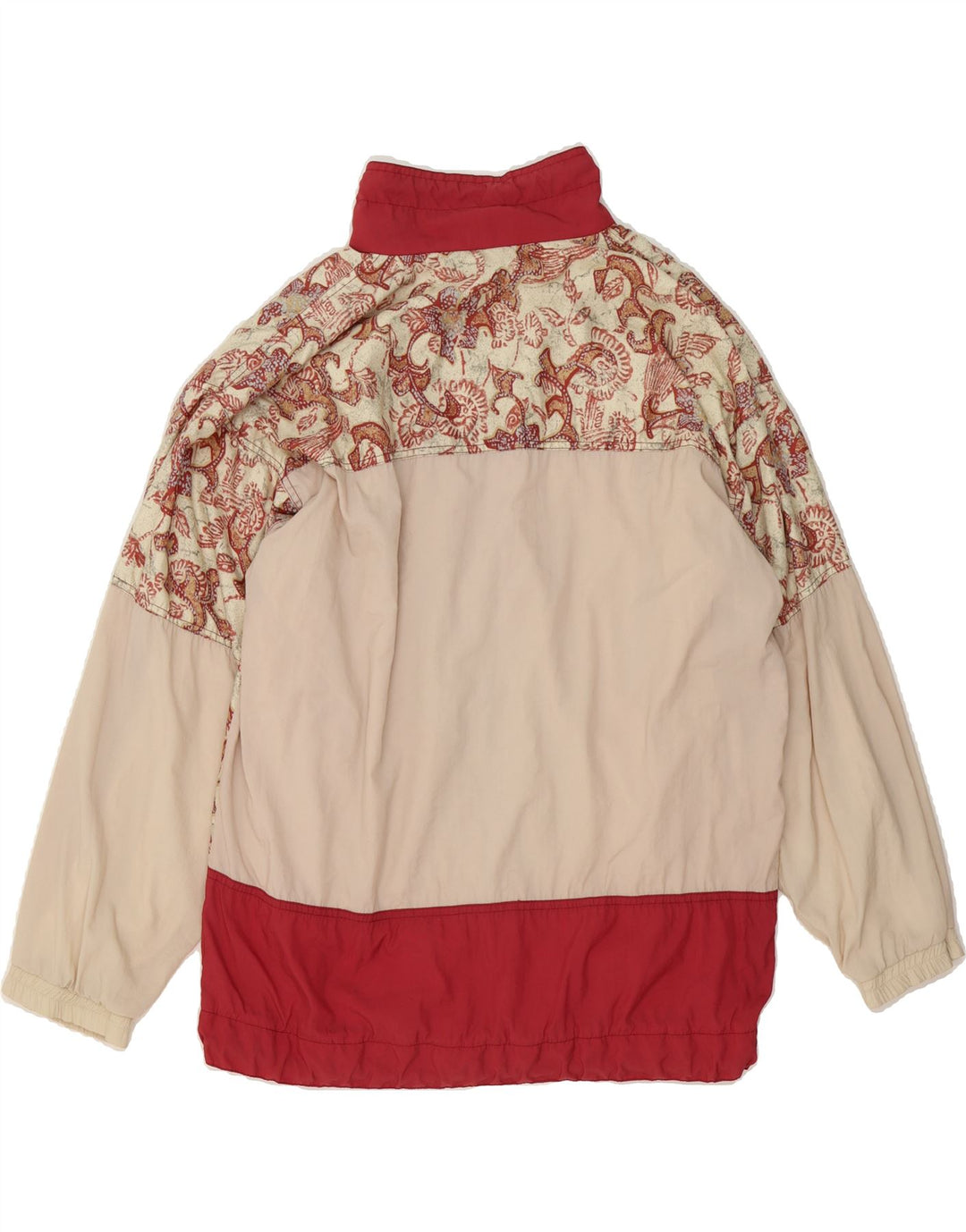 VINTAGE Womens Oversized Bomber Jacket UK 16 Large Red Paisley Polyester Vintage Vintage and Second-Hand Vintage from Messina Hembry 