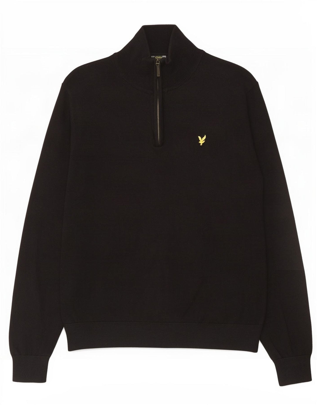 Lyle & Scott Herren-Pullover mit Reißverschluss am Hals, XL, schwarze Baumwolle