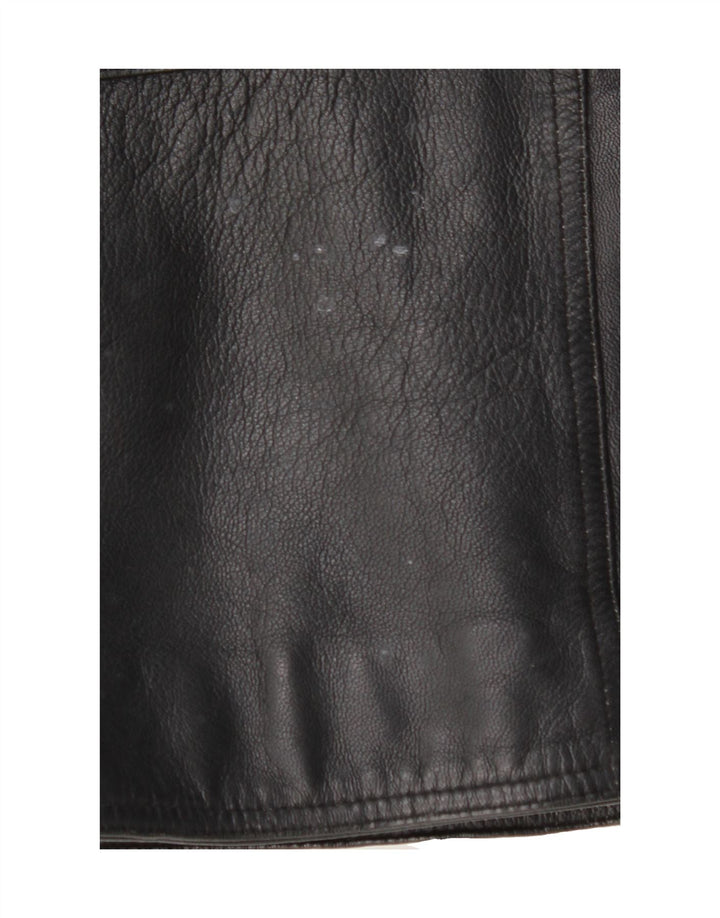 VINTAGE Mens Faux Leather Jacket UK 40 Large Black Polyester Vintage Vintage and Second-Hand Vintage from Messina Hembry 