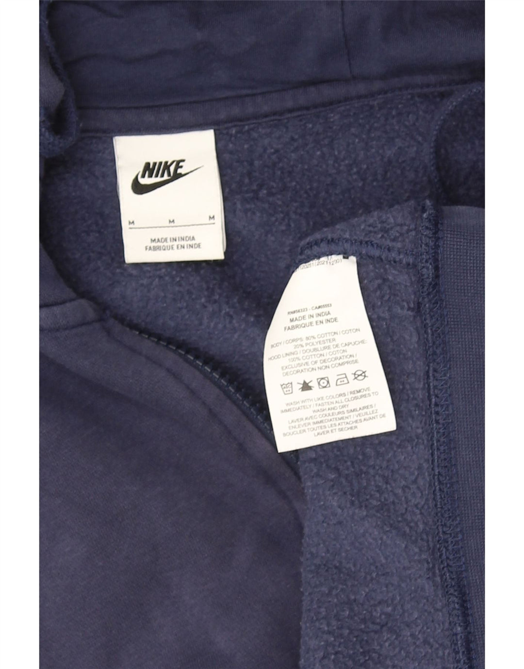 NIKE Herren-Kapuzenpullover mit Reißverschluss, mittlere marineblaue Baumwolle