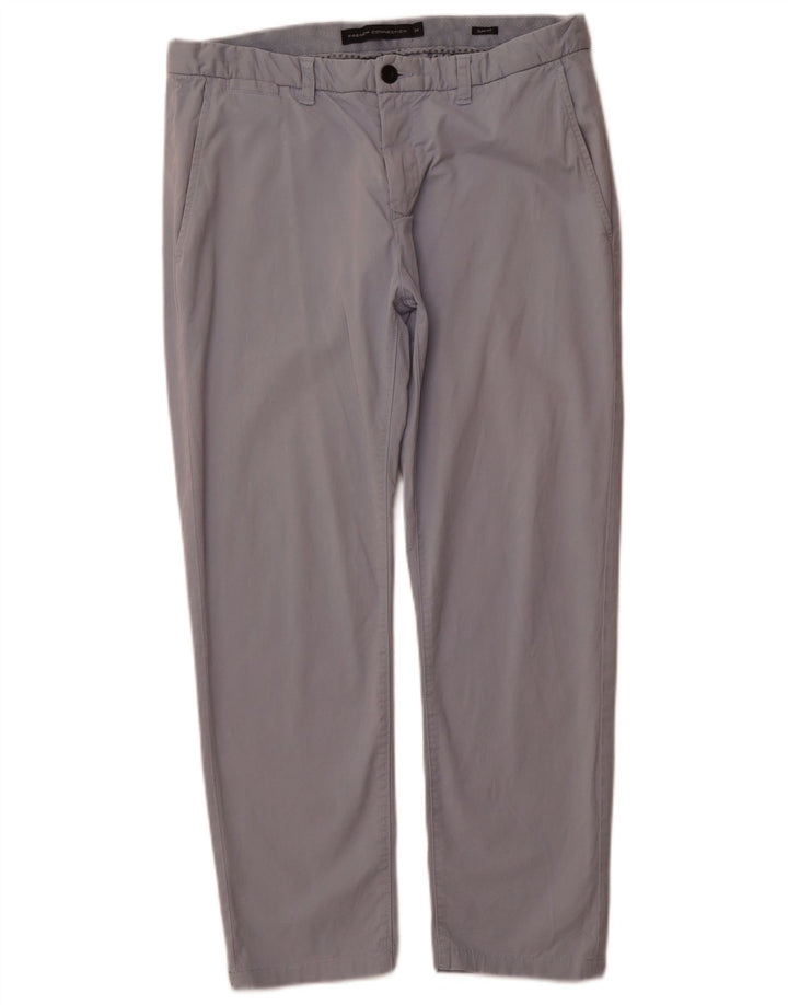 French Connection Herren-Chinohose mit schmaler Passform, Größe 34, blaue Baumwolle