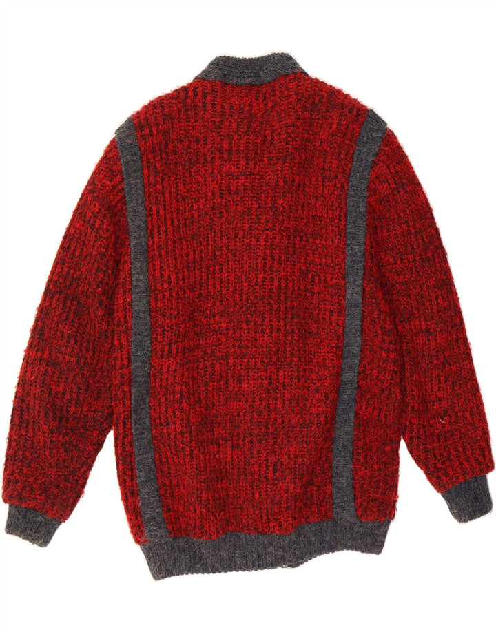 VINTAGE Womens Oversized Cardigan Sweater UK 14 Medium Red Vintage Vintage and Second-Hand Vintage from Messina Hembry 