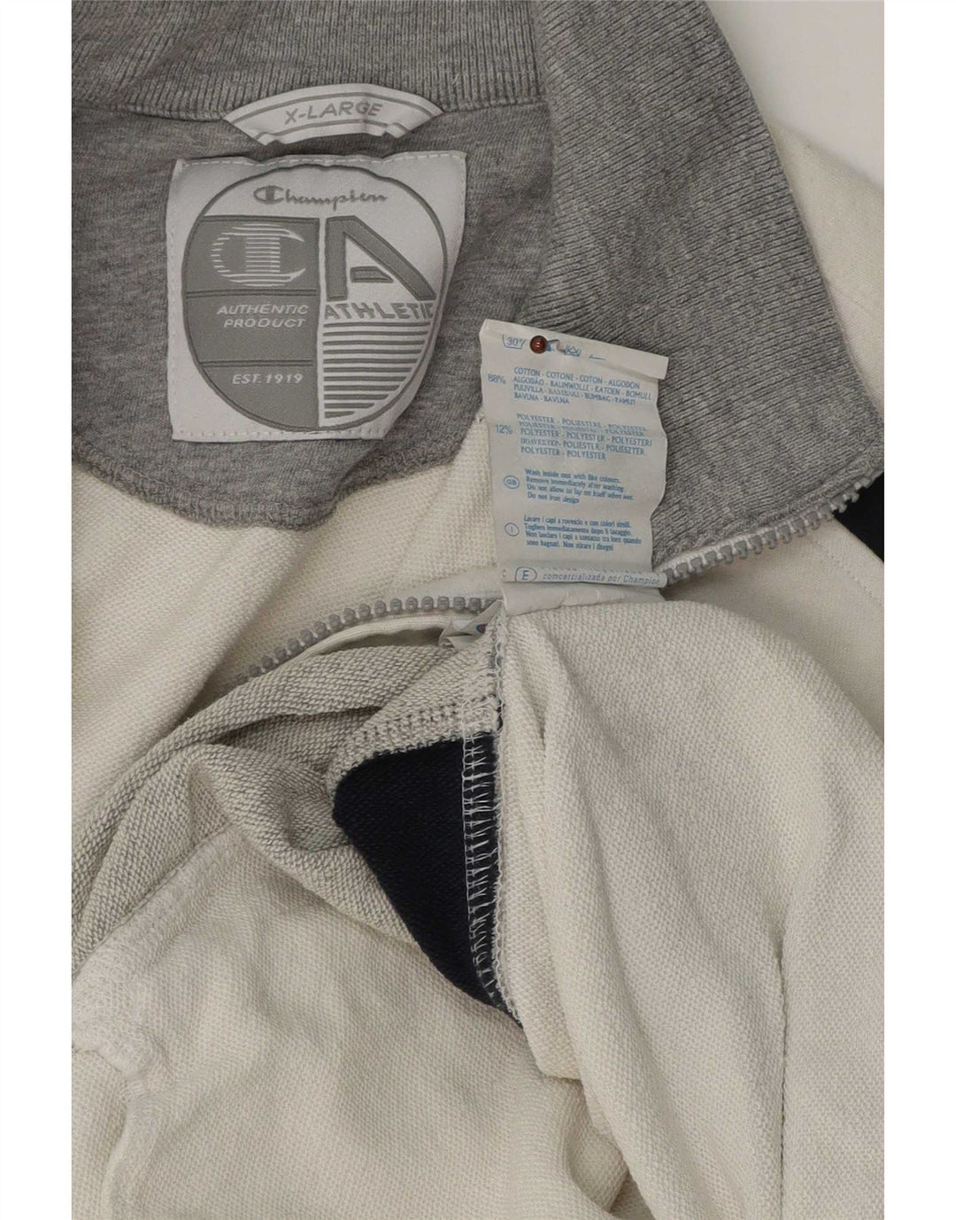 Champion Herren-Trainingsanzug-Oberteil, Jacke, XL, weiße Colourblock-Baumwolle