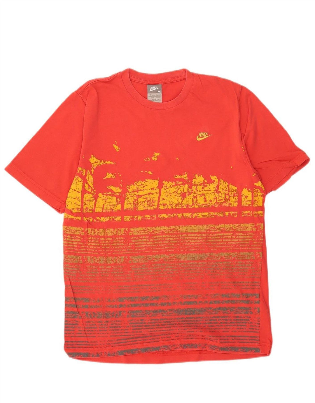 NIKE Womens T-Shirt Top UK 39/41 Medium Red Striped Cotton