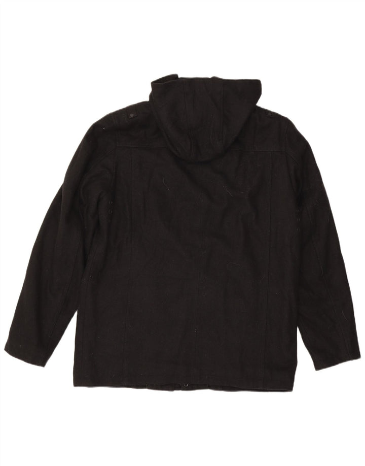 GUESS Mens Hooded Windbreaker Jacket UK 40 Large Black Wool