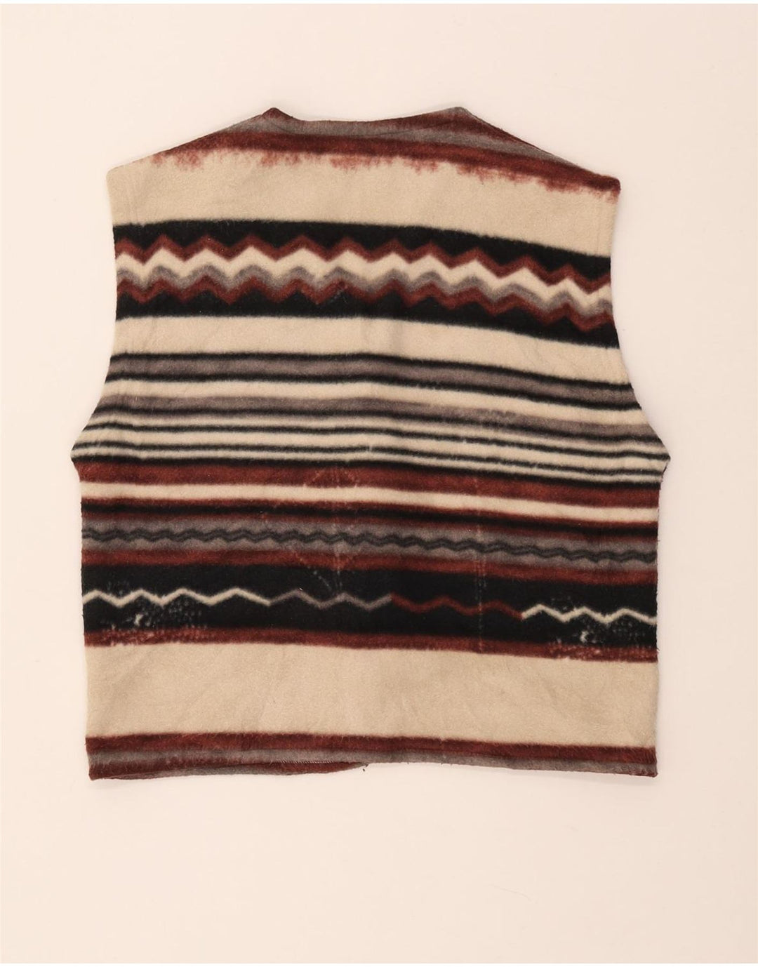 VINTAGE Damen Duffle Fleece Gilet UK 14 Medium Mehrfarbig gestreift