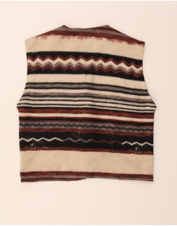 VINTAGE Damen Duffle Fleece Gilet UK 14 Medium Mehrfarbig gestreift