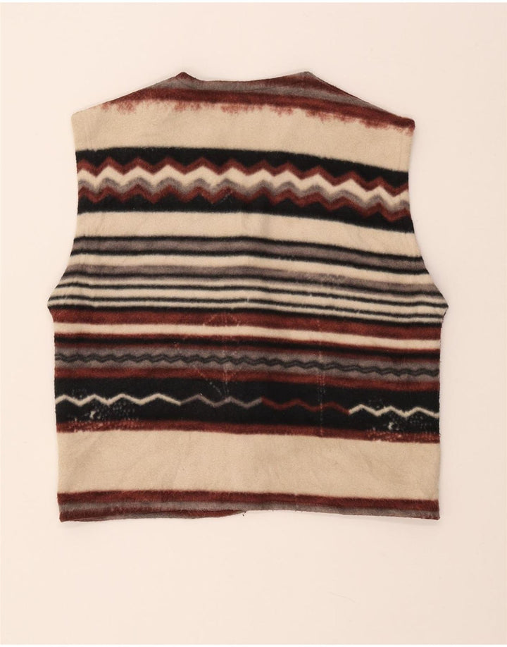 VINTAGE Damen Duffle Fleece Gilet UK 14 Medium Mehrfarbig gestreift