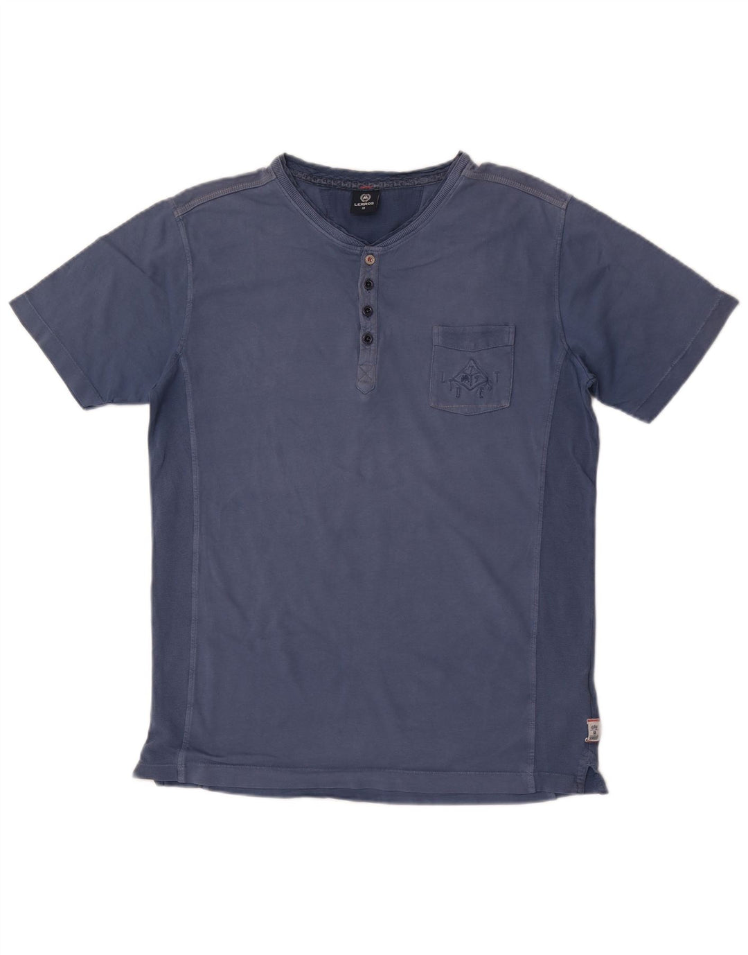 Lerros Herren-T-Shirt-Oberteil aus mittelblauer Baumwolle