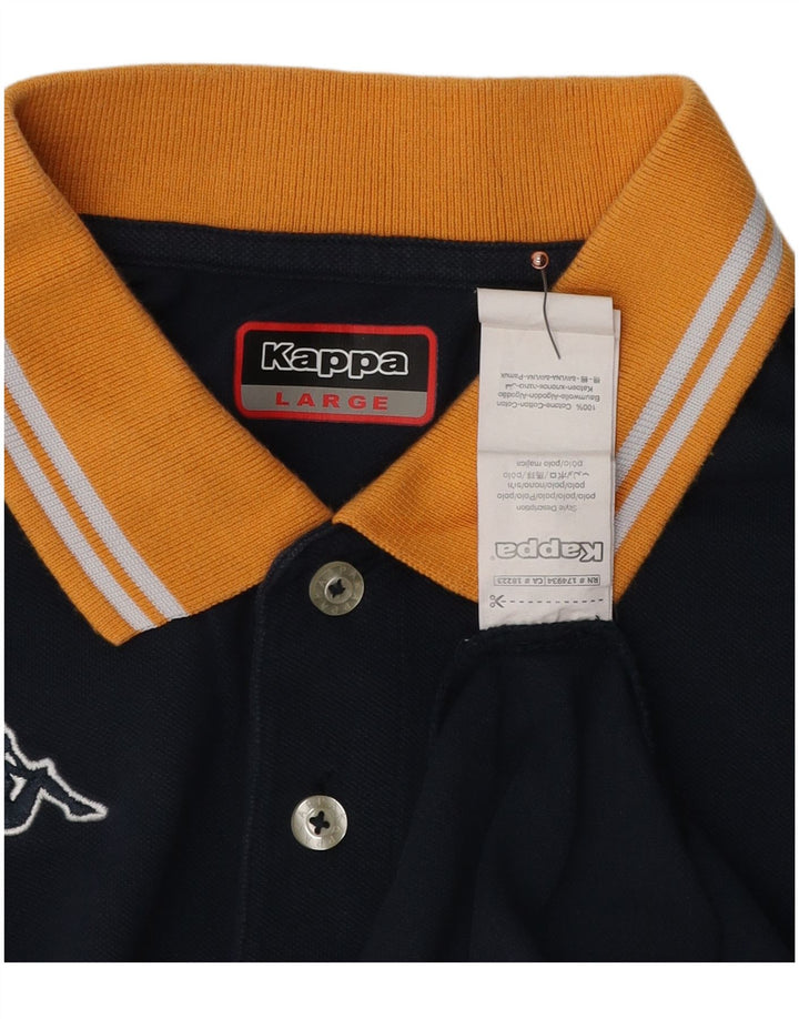 Kappa Herren-Poloshirt, groß, marineblau, Colourblock-Baumwolle