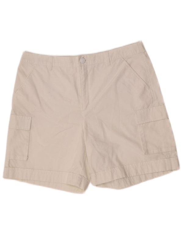 Esprit Damen-Cargoshorts mit hoher Taille, UK 14, Größe L W30, weiße Baumwolle