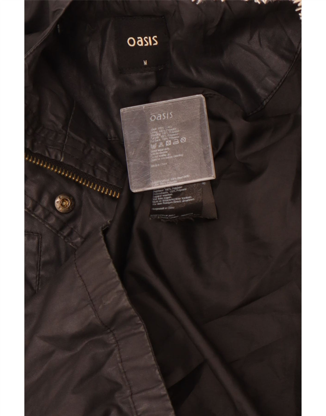 OASIS Damen-Parkajacke mit Kapuze, UK 14, mittelschwarz, Baumwolle