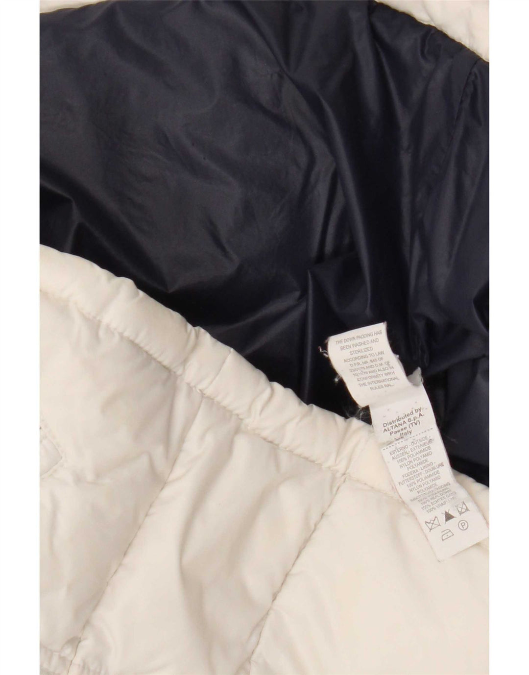 Moncler Wattierte Mädchenjacke mit Grafik, 9–10 Jahre, weißes Colourblock-Polyamid