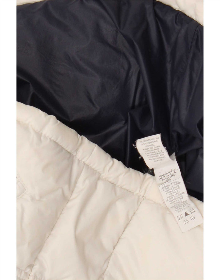 Moncler Wattierte Mädchenjacke mit Grafik, 9–10 Jahre, weißes Colourblock-Polyamid
