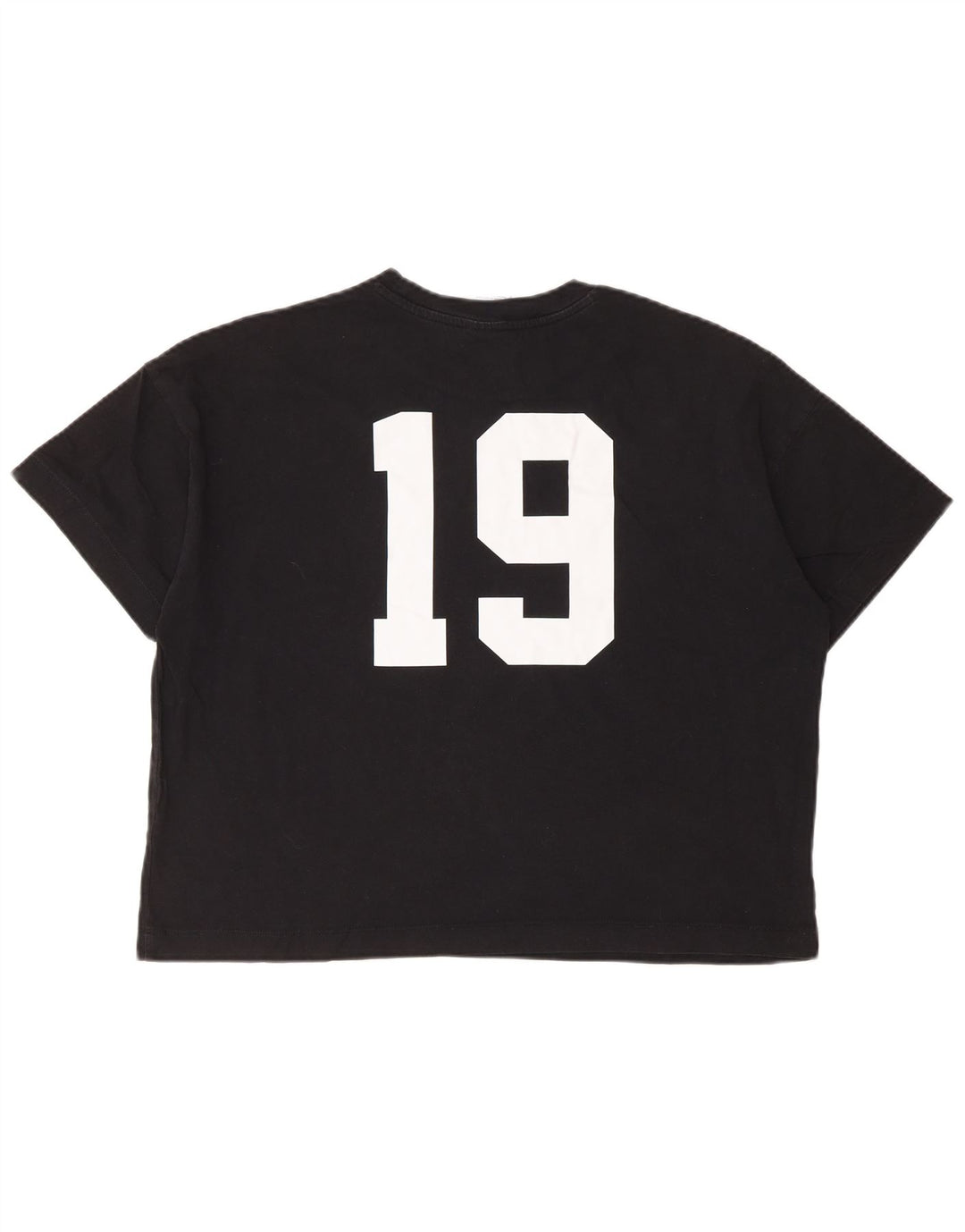 CHAMPION Damen Crop Oversize Graphic T-Shirt Top UK 10 Small Schwarz