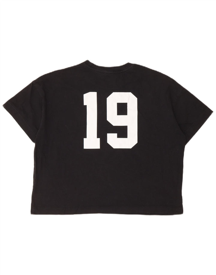 CHAMPION Damen Crop Oversize Graphic T-Shirt Top UK 10 Small Schwarz