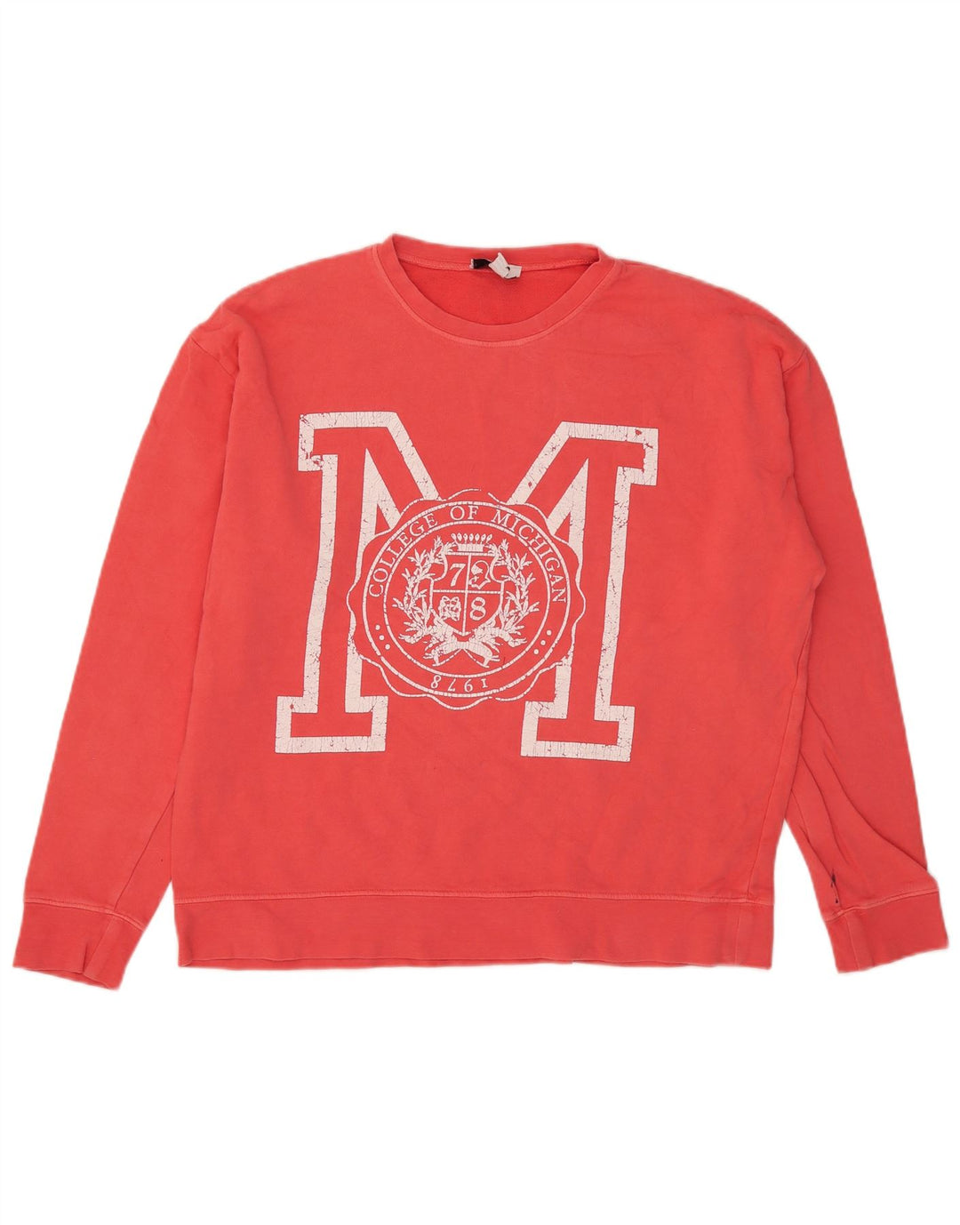 Topshop Womens Graphic Oversized Sweatshirt Pullover UK 14 Mittelrosa Baumwolle
