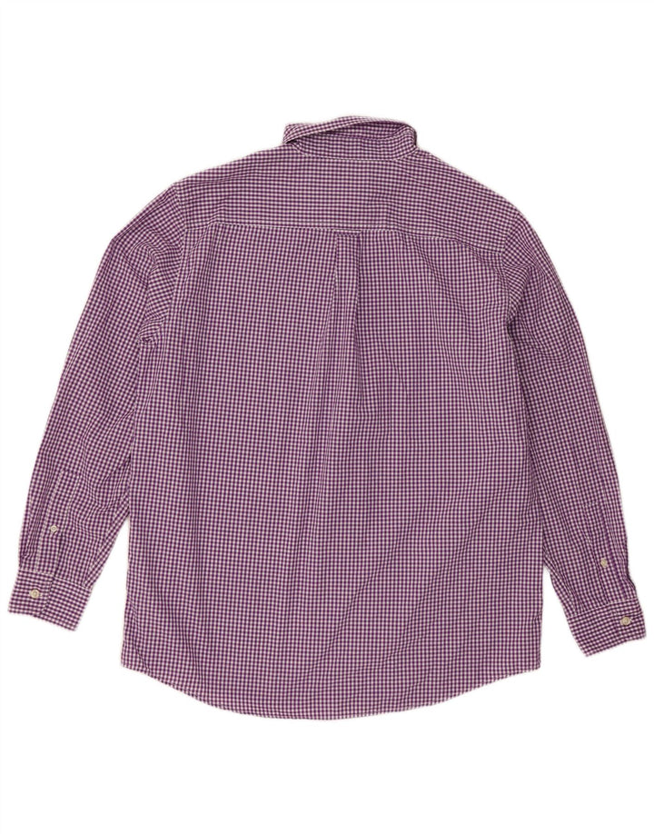Chaps Herrenhemd, groß, violett, Gingham-Baumwolle