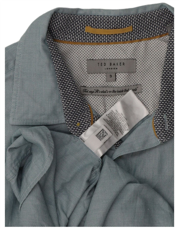 Ted Baker Herrenhemd Größe 3 Mittelblaue Baumwolle