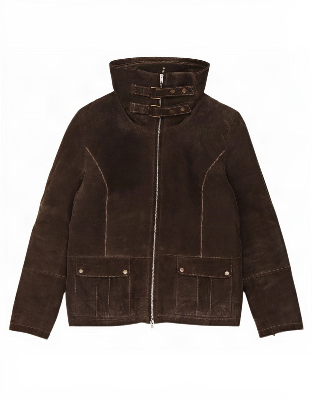 Oviesse Damen Wildlederjacke IT 46 Großes braunes Leder