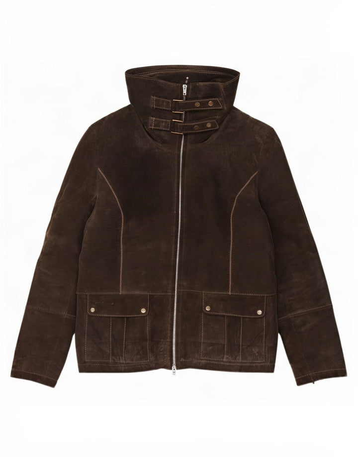 Oviesse Damen Wildlederjacke IT 46 Großes braunes Leder