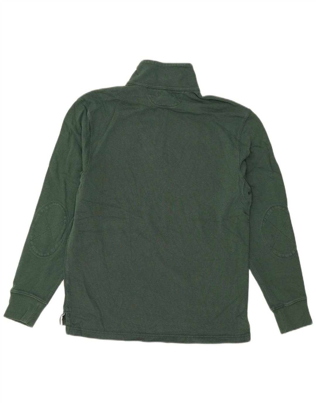 J. Crew Herren-Sweatshirt mit Reißverschluss am Hals, Größe S, grüne Baumwolle