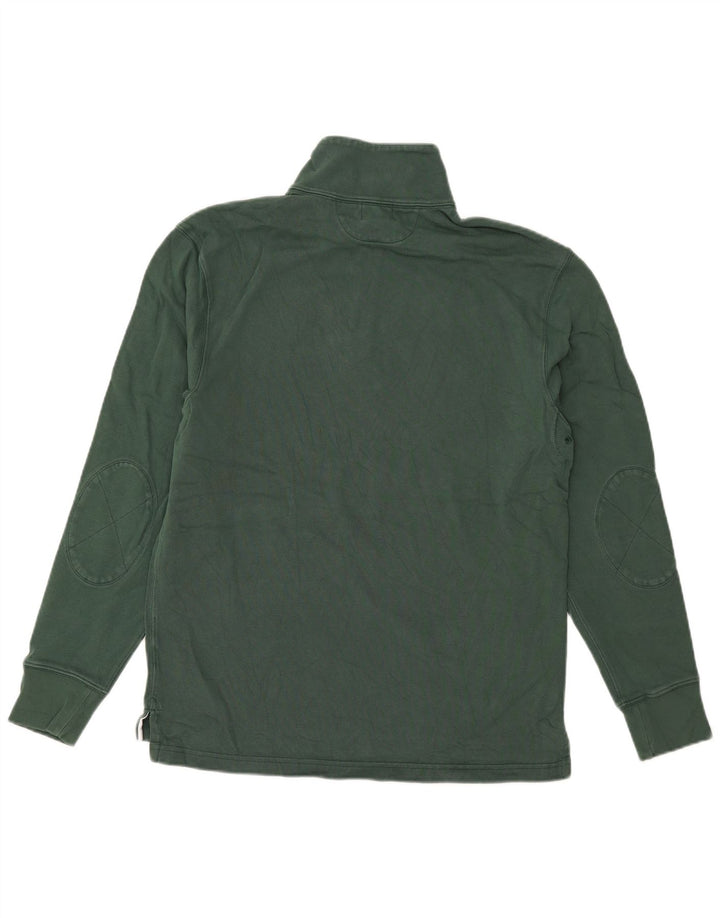 J. Crew Herren-Sweatshirt mit Reißverschluss am Hals, Größe S, grüne Baumwolle