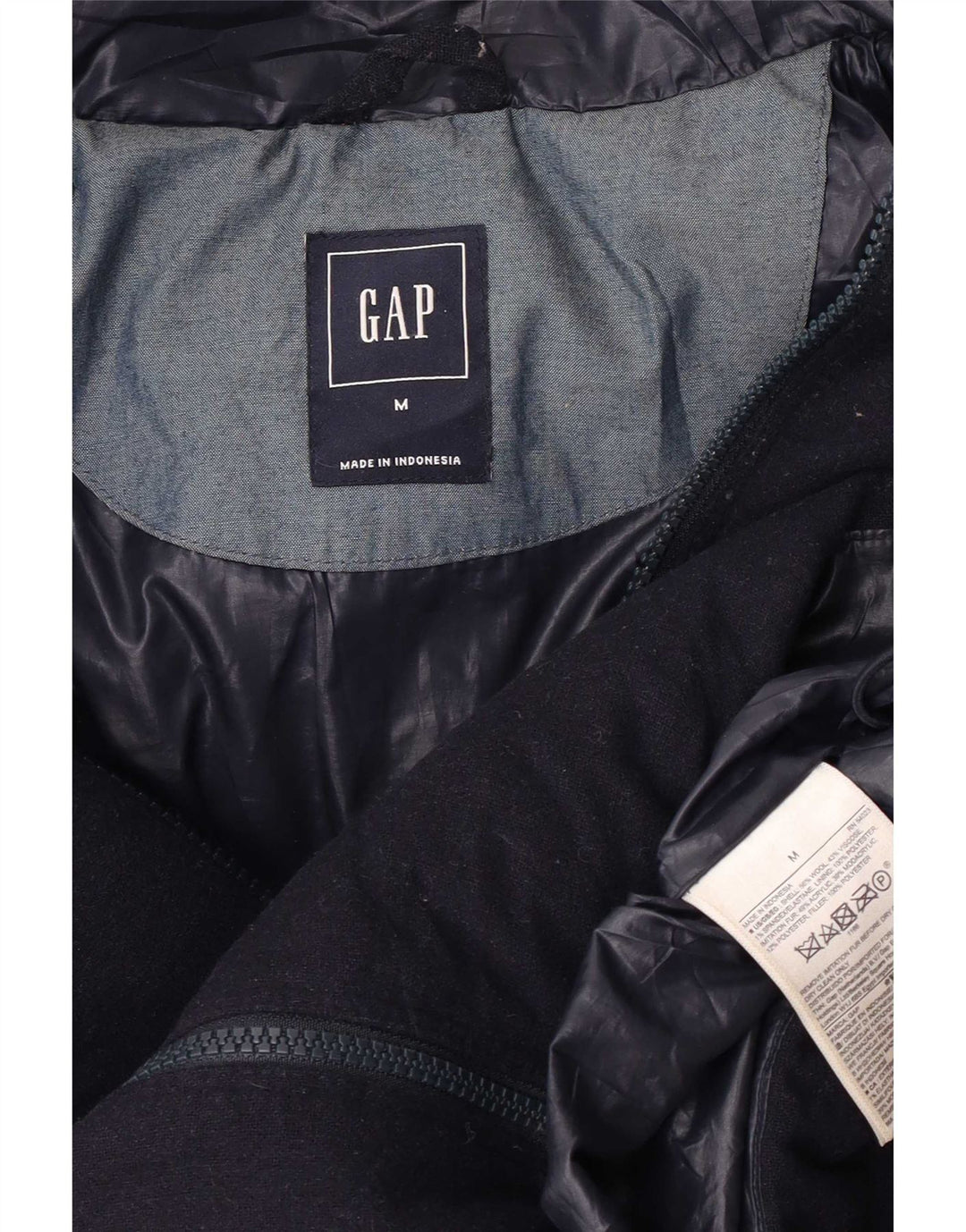 Gap Wattierte Damenjacke mit Kapuze, UK 14, mittelmarineblaue Wolle