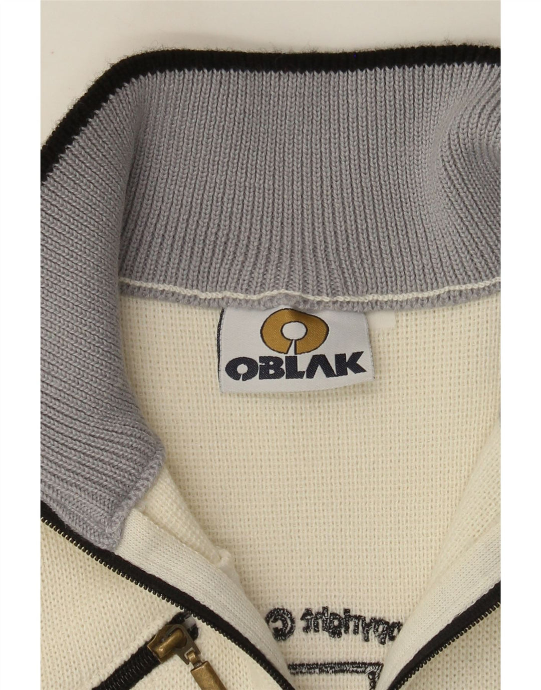 Vintage Damen Grafischer Cardigan Pullover UK 10 Small Off White