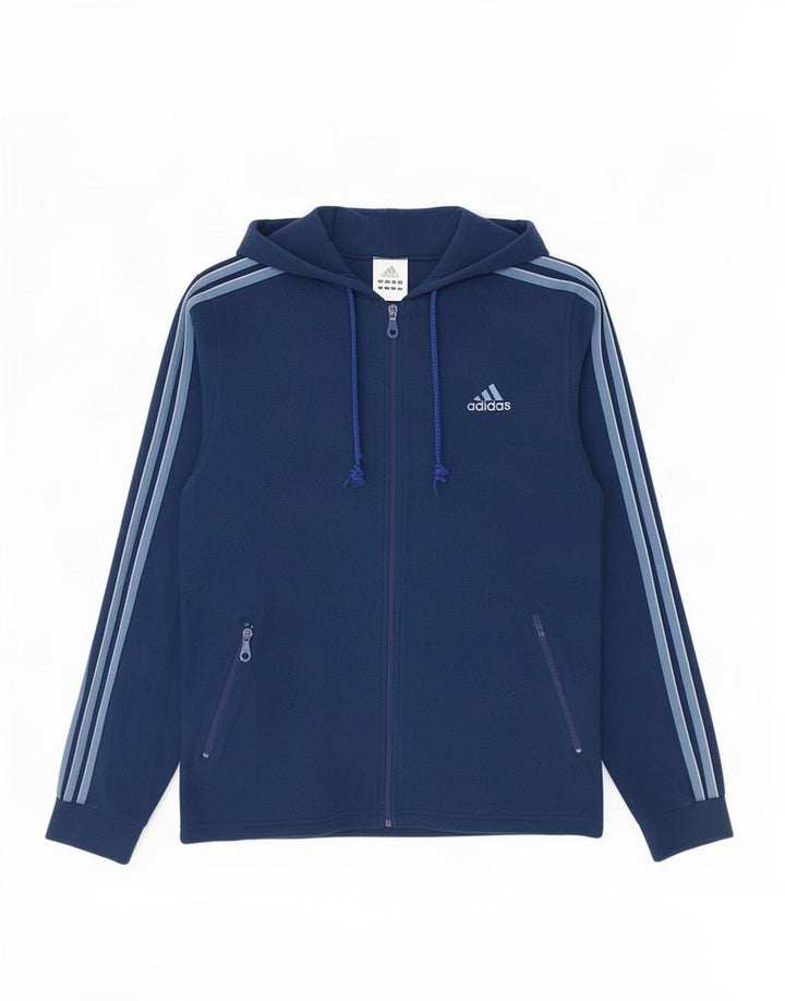 Adidas Herren Kapuzen-Fleecejacke UK 34/36 Small Marineblau Polyester