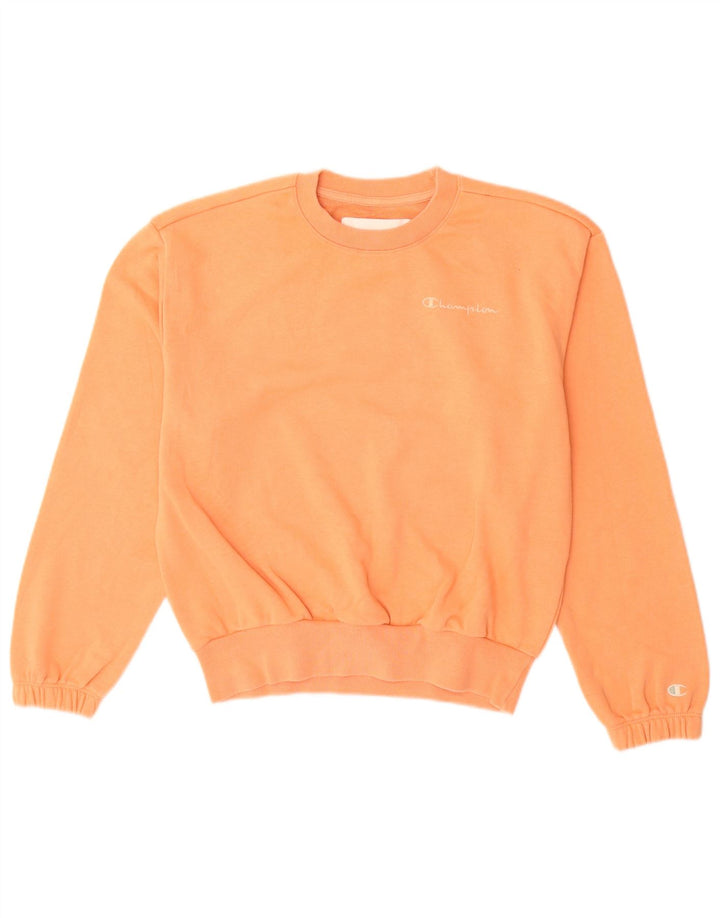 Champion Damen Sweatshirt Pullover UK 14 Medium Orange Baumwolle