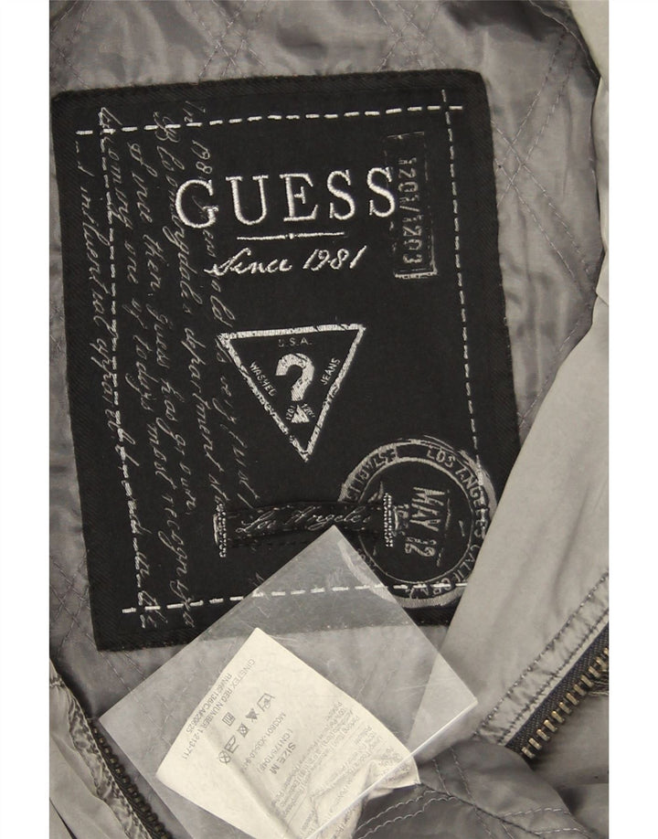 Guess Herren Bomberjacke UK 38 Mittelgraues Polyester