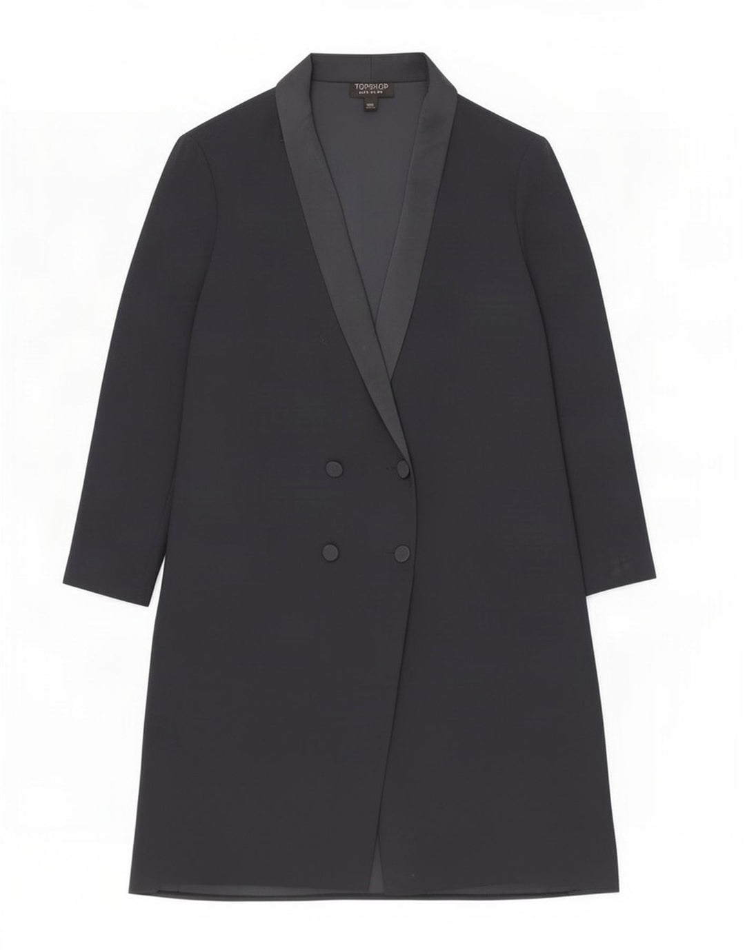 Topshop Damen-Blazer, lang, zweireihig, Gr. 10, Marineblau