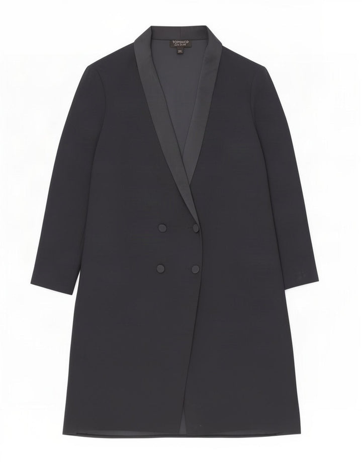 Topshop Damen-Blazer, lang, zweireihig, Gr. 10, Marineblau