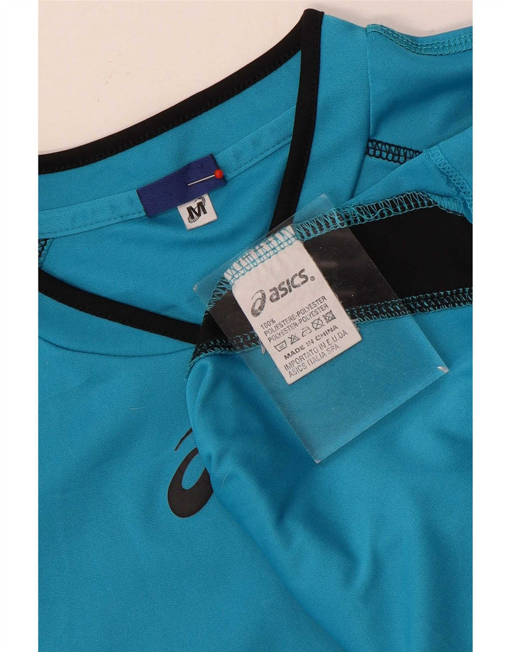 Asics Herren Grafik-T-Shirt-Oberteil Mittelblaues Colourblock-Polyester