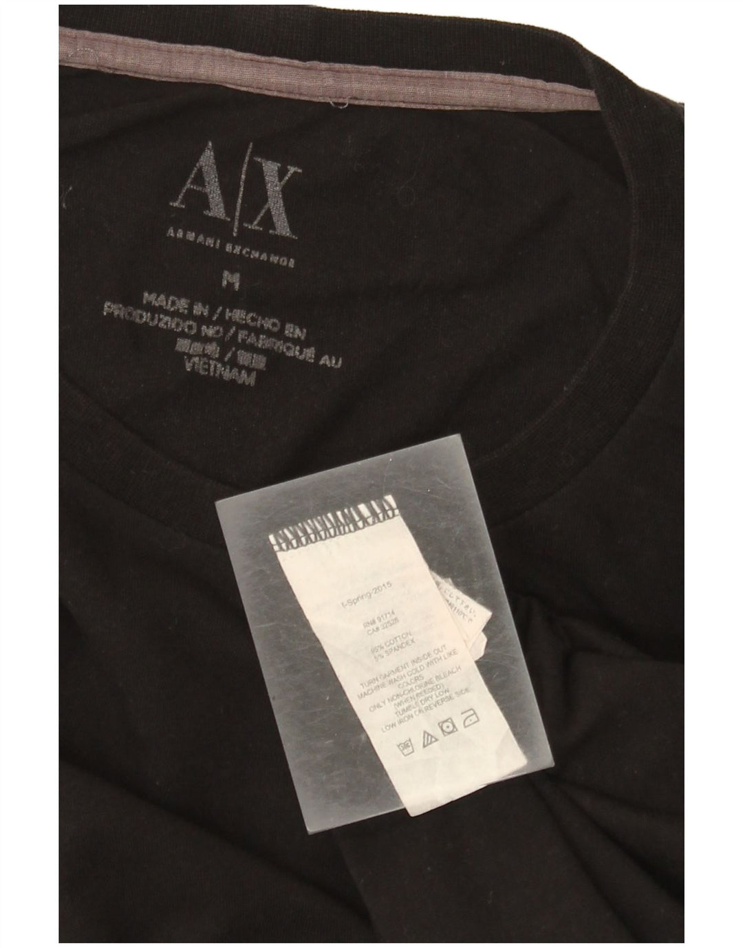 Armani Exchange Herren Grafik-T-Shirt-Oberteil aus mittelschwarzer Baumwolle