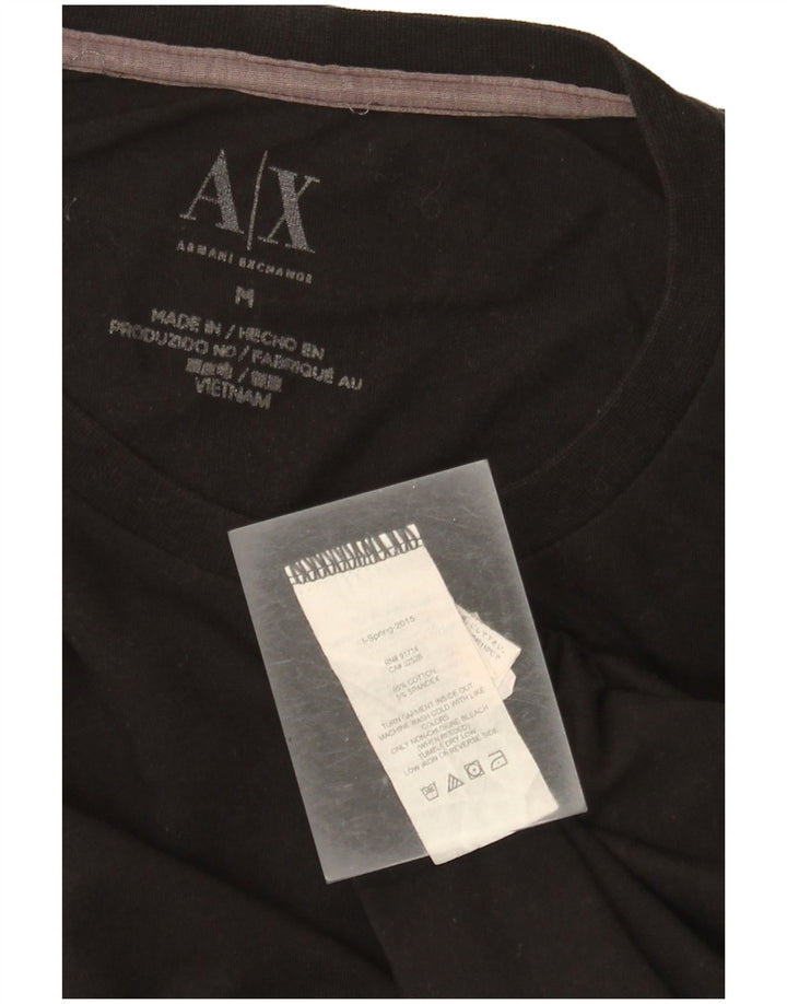 Armani Exchange Herren Grafik-T-Shirt-Oberteil aus mittelschwarzer Baumwolle