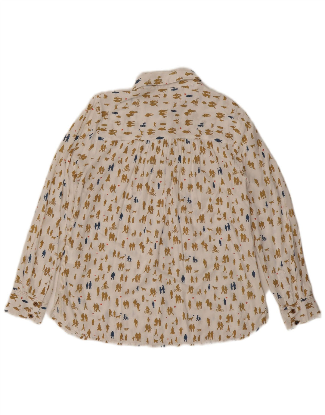 White Stuff Damen-Hemdbluse mit abstraktem Muster, Größe S, gebrochenes Weiß