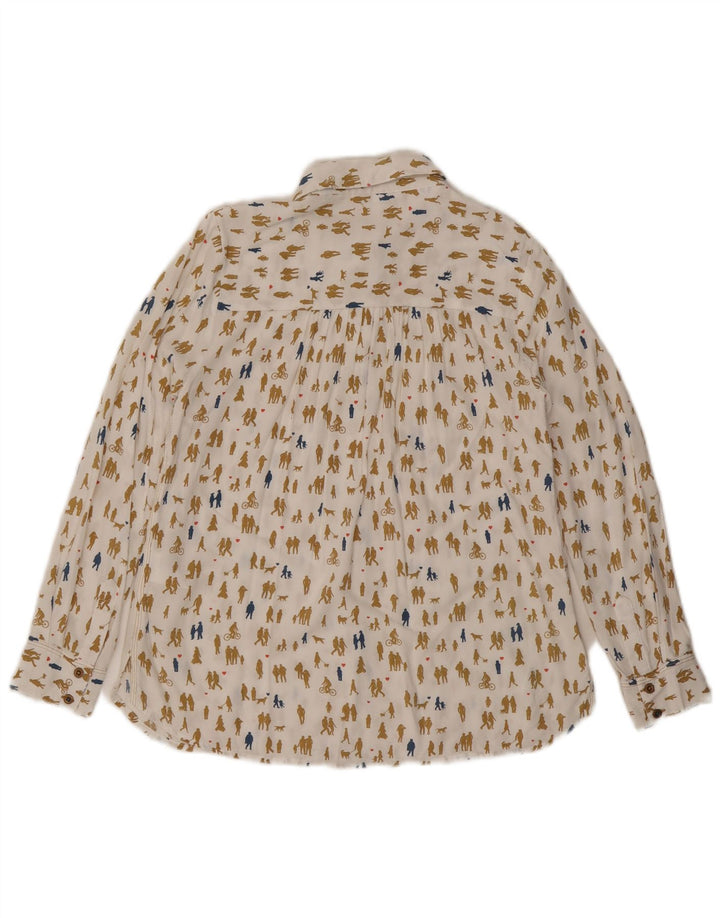 White Stuff Damen-Hemdbluse mit abstraktem Muster, Größe S, gebrochenes Weiß