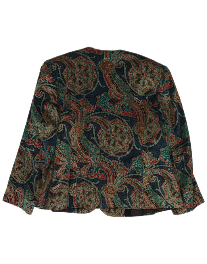 Vintage Damen 3/4 Ärmel Blazer Jacke UK 14 Medium Mehrfarbig Paisley