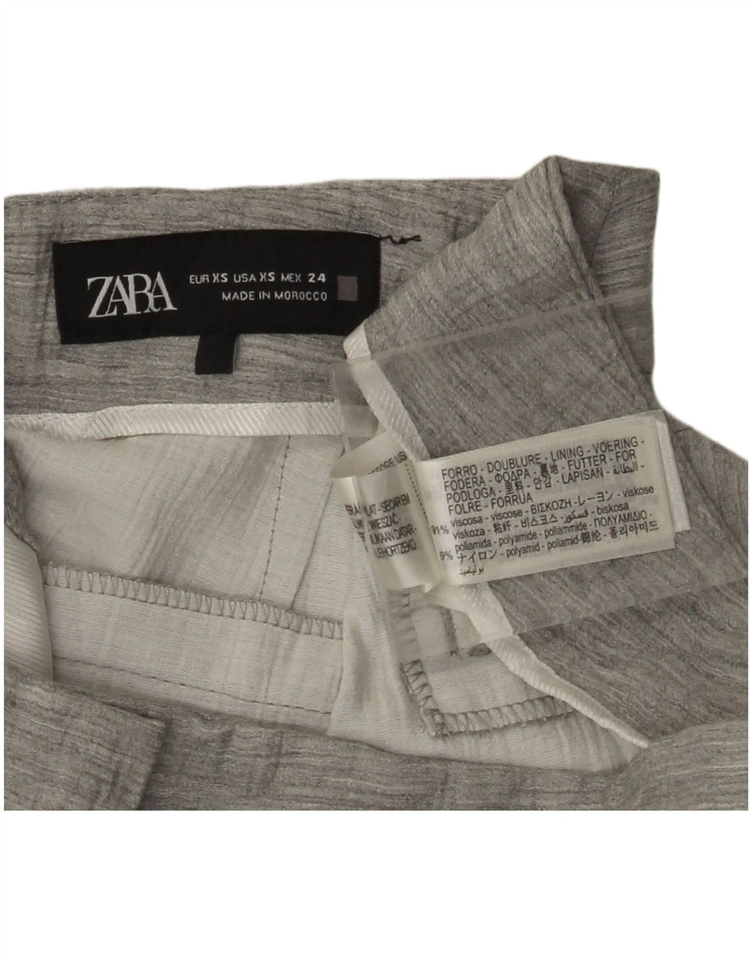 ZARA Damen gerade Chino-Hose XS W27 L32 Grau Viskose