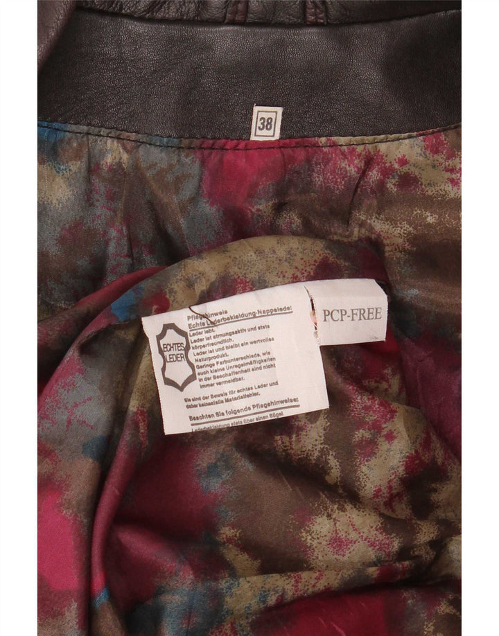 Vintage Damen Übergroßer Ledermantel EU 38 Mittelbraun