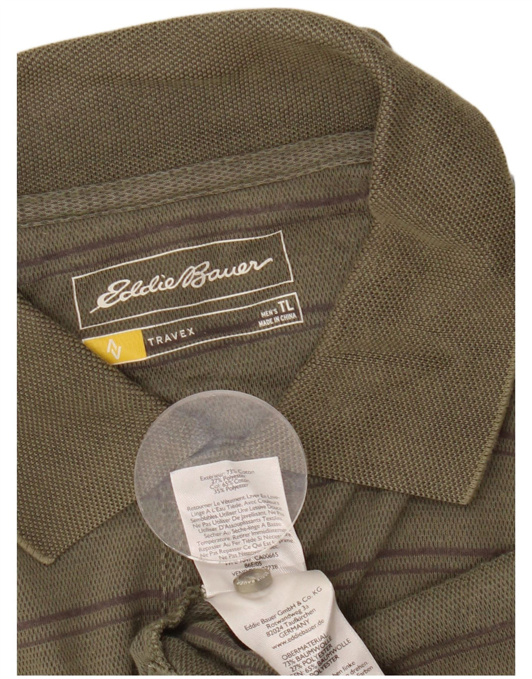 Eddie Bauer Herren-Poloshirt mit normaler Passform, groß, Khaki, gestreift, Baumwolle