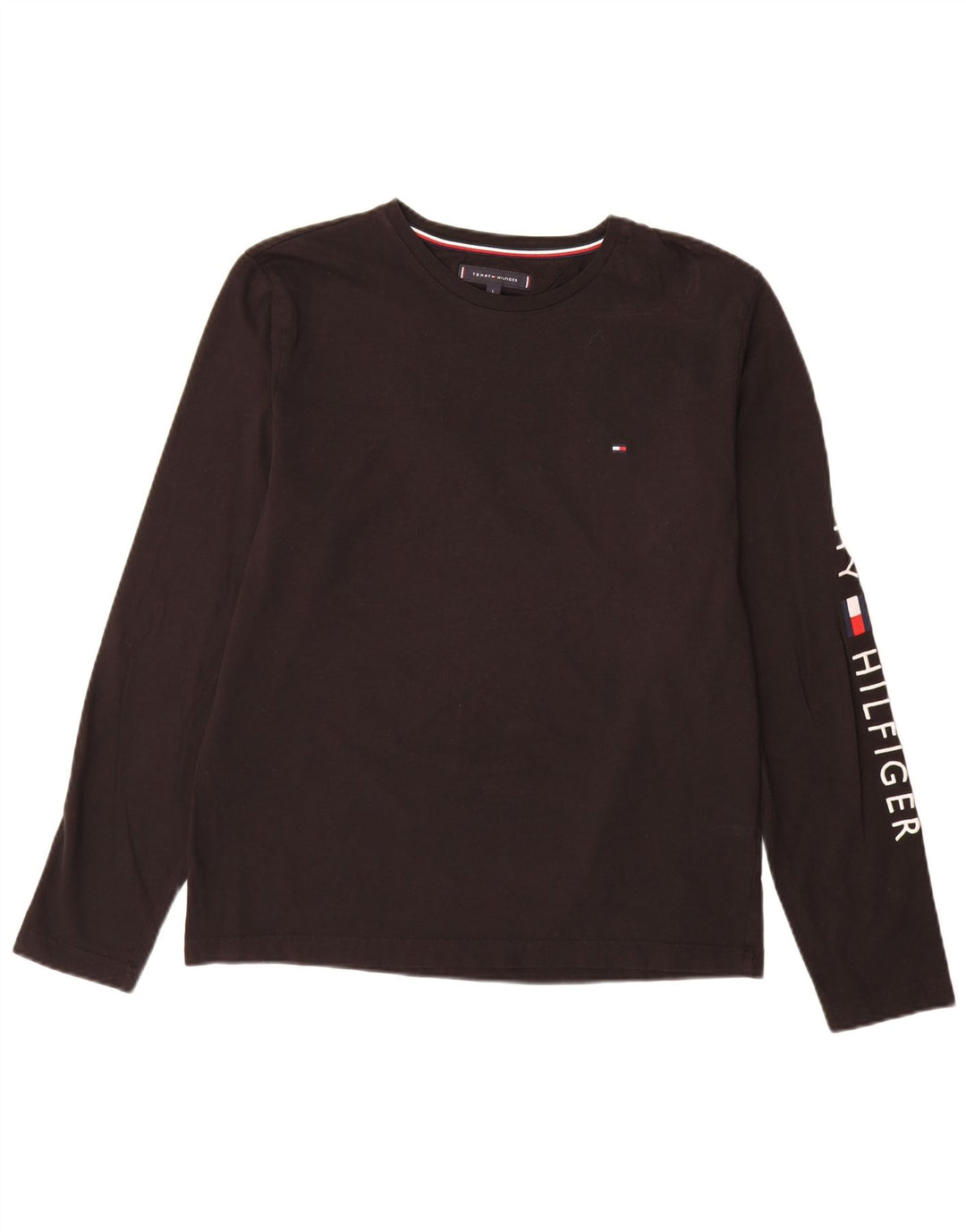 Tommy Hilfiger Herren-Grafik-Oberteil, langärmelig, groß, schwarze Baumwolle