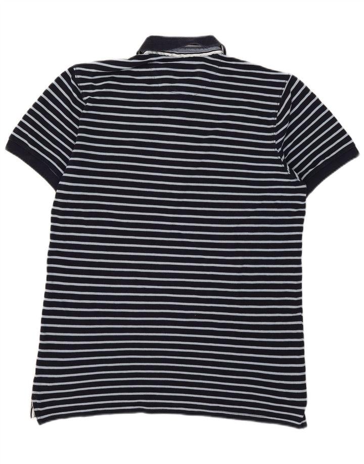 Massimo Dutti Herren-Poloshirt, groß, marineblau gestreift