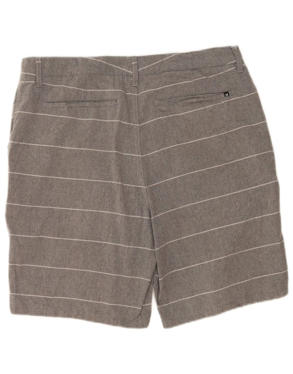 Hurley Herren Chinoshorts W32 mittelgrau gestreifte Baumwolle