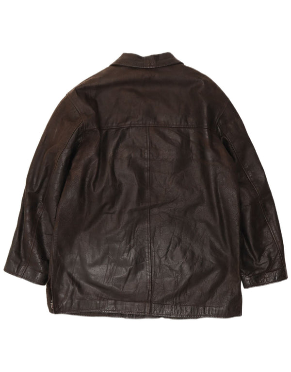 Vintage Herren Lederjacke IT 54 2XL Braunes Leder