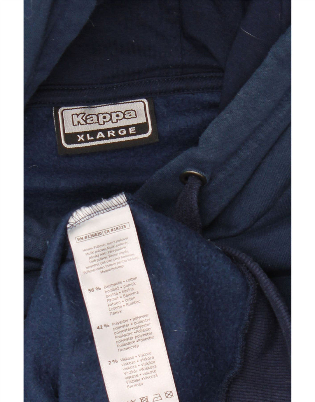 Kappa Herren Graphic Hoodie Pullover XL Marineblau Baumwolle