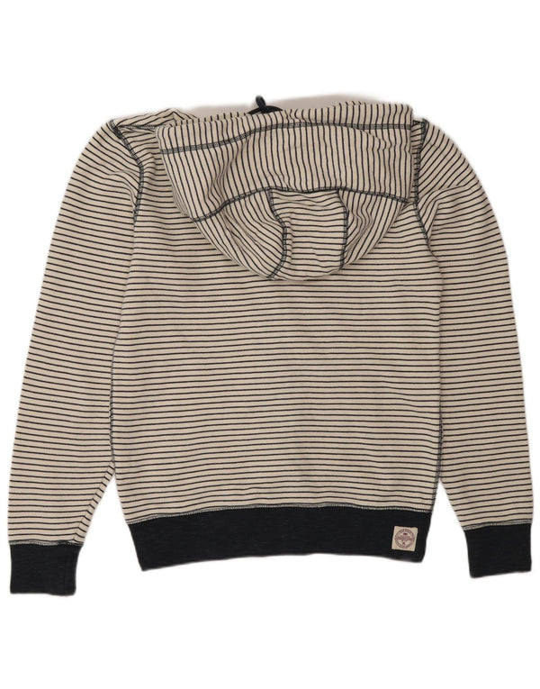 Fat Face Herren-Kapuzenpullover mit Reißverschluss, XS, aus weiß gestreifter Baumwolle