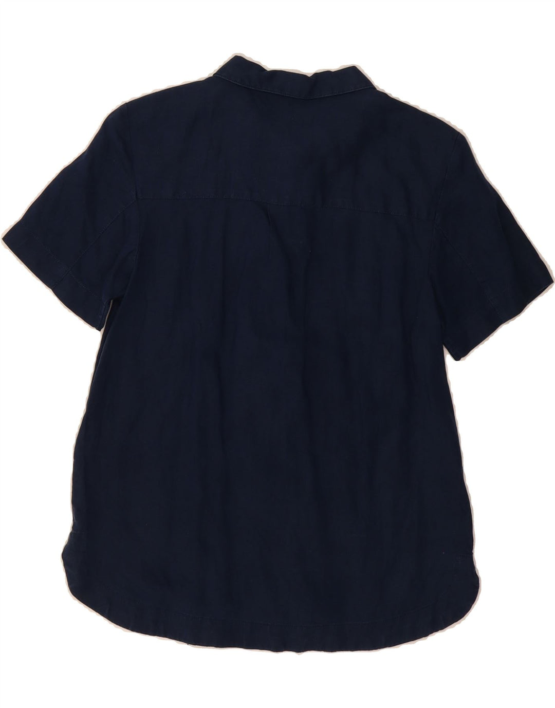 DACK'S Womens Short Sleeve Pullover Shirt UK 10 Small Navy Blue Linen Vintage Dack's and Second-Hand Dack's from Messina Hembry 